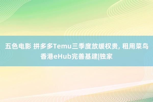 五色电影 拼多多Temu三季度放缓权贵， 租用菜鸟香港eHub完善基建|独家