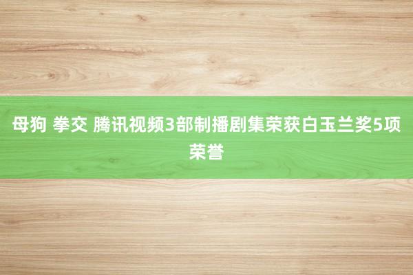 母狗 拳交 腾讯视频3部制播剧集荣获白玉兰奖5项荣誉