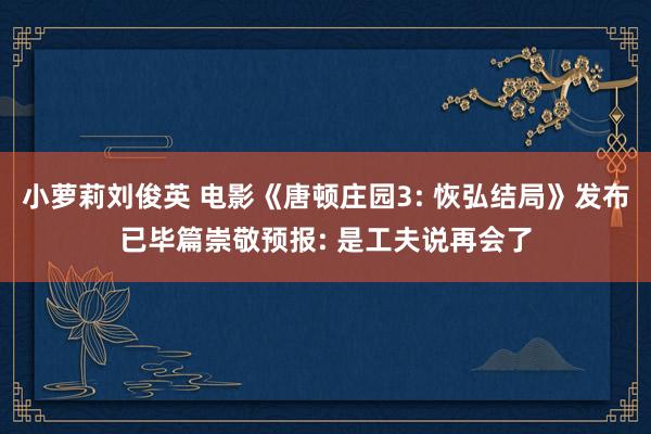 小萝莉刘俊英 电影《唐顿庄园3: 恢弘结局》发布已毕篇崇敬预报: 是工夫说再会了